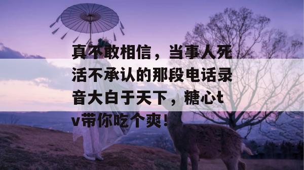 真不敢相信，当事人死活不承认的那段电话录音大白于天下，糖心tv带你吃个爽！
